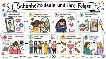 Vorschau - Arbeitsblätter - Arbeitsblatt "Schönheitsideale und ihre Folgen" + interaktive Lösung & MP3 + Mindmap + Infografik - Seite 1