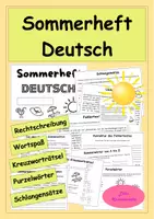 Vorschau - Stundenentwürfe - Sommerheft Deutsch - Schulstart - Sommerferien - Arbeitsheft - Rechtschreiben & Knobeln - Deckblatt