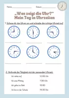 Vorschau - Arbeitsblätter - Uhr lernen - Seite 1