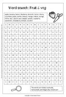 Vorschau - Arbeitsblätter - Word Search Fruit and vegetables - Wörtersuche Obst und Gemüse - Seite 1