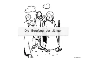 Vorschau - Mal- und Bastelvorlagen - Die Berufung der Jünger / Menschenfischer: Kleines Bilderbuch / Ausmalbilder - Deckblatt