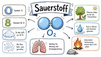 Vorschau - Arbeitsblätter - AB mit Fragen zum Thema "Sauerstoff" + Lösungsblatt + Infografik - Seite 1