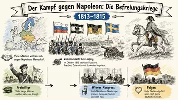 Vorschau - Arbeitsblätter - Arbeitsblatt "Der Kampf gegen Napoleon: Die Befreiungskriege" + interaktive Lösung & MP3 + Mindmap + Infografik - Seite 1