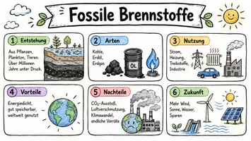 Vorschau - Arbeitsblätter - AB mit Fragen zum Thema "Fossile Brennstoffe" + Lösungsblatt + Mindmap + Infografik - Seite 1