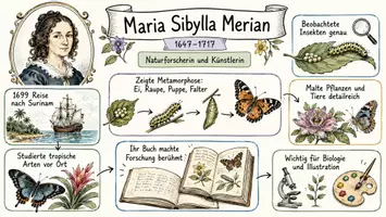 Vorschau - Arbeitsblätter - AB mit Fragen zum Thema "Maria Sibylla Merian" + Lösungsblatt + Infografik - Seite 1