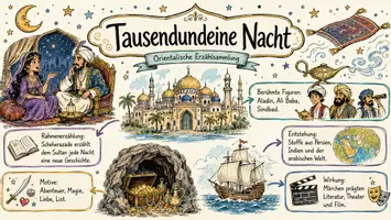 Vorschau - Arbeitsblätter - Arbeitsblätter zum Thema "Tausendundeine Nacht" + Lösung & MP3 + Mindmap + Infografik - Seite 1