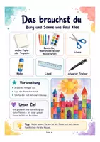 Vorschau - Mal- und Bastelvorlagen - Burg und Sonne wie Paul Klee – Kunstprojekt für Klasse 3/4 mit Vorlagen, Infotext & Reflexion - Seite 2