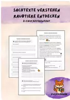 Vorschau - Arbeitsblätter - Sachtext Verstehen - Leseverständnis - Raubtiere differenziert - Deckblatt