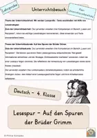 Vorschau - Stundenentwürfe - Lehrprobe / Unterrichtsbesuch - Lesespur Brüder Grimm - Deckblatt