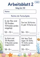 Vorschau - Arbeitsblätter - Textaufgaben bis 100 | Mathematik Klasse 2 | 7 Arbeitsblätter als PDF - Seite 2