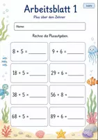 Vorschau - Arbeitsblätter - Rechnen mit Zehnerübergang | Mathematik Klasse 2 | 7 Arbeitsblätter als PDF - Seite 1