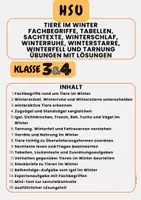 Vorschau - Arbeitsblätter - Tiere im Winter Fachbegriffe, Tabellen, Sachtexte, Winterschlaf, Winterruhe, Winterstarre, Winterfell und Tarnung Übungen mit Lösungen Klasse 3 & Klasse 4 - Deckblatt