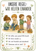 Vorschau - Bildkarten - Regelkarten Kita Kinder & Krippe U3 | Positive Regeln statt Verbote | Bildkarten Kindergarten | Morgenkreis Material | Verhaltensregeln PDF Download - Seite 2