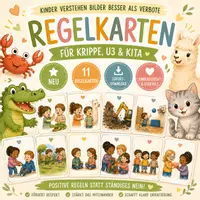 Vorschau - Bildkarten - Regelkarten Kita Kinder & Krippe U3 | Positive Regeln statt Verbote | Bildkarten Kindergarten | Morgenkreis Material | Verhaltensregeln PDF Download - Deckblatt