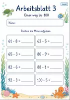 Vorschau - Arbeitsblätter - Minus mit Einern bis 100 | Mathematik Klasse 2 | 7 Arbeitsblätter als PDF - Seite 3