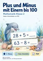Vorschau - Arbeitsblätter - Plus und Minus mit Einern bis 100 | Mathematik Klasse 2 | 7 Arbeitsblätter als PDF - Deckblatt