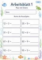 Vorschau - Arbeitsblätter - Plus und Minus mit Einern bis 100 | Mathematik Klasse 2 | 7 Arbeitsblätter als PDF - Seite 1
