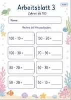 Vorschau - Arbeitsblätter - Minus mit Zehnerzahlen bis 100 | Mathematik Klasse 2 | 7 Arbeitsblätter als PDF - Seite 3