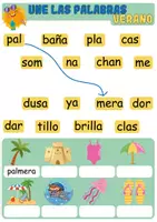Vista previa - Hojas de trabajo - Une las palabras de Verano - Juego de lectoescritura (3 páginas) - página 2