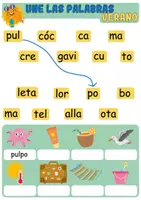 Vista previa - Hojas de trabajo - Une las palabras de Verano - Juego de lectoescritura (3 páginas) - página 3