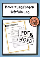 Vorschau - Anderer Materialtyp - Bewertungsbogen für die Heftführung (PDF & WORD) - Deckblatt