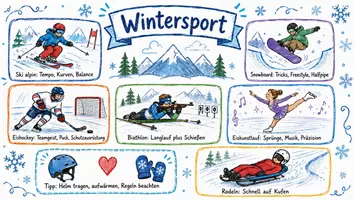 Vorschau - Arbeitsblätter - Arbeitsblätter zum Thema "Wintersport" + Lösung & MP3 + Mindmap + Infografik - Seite 1