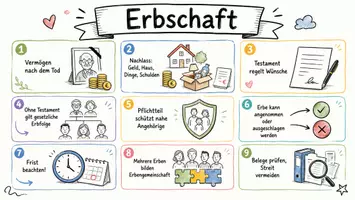 Vorschau - Arbeitsblätter - AB mit Fragen zum Thema "Erbschaft" + Lösungsblatt + Infografik - Seite 1