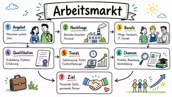 Vorschau - Arbeitsblätter - Arbeitsblatt "Arbeitsmarkt" + interaktive Lösung & MP3 + Mindmap + Infografik - Seite 1