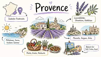 Vorschau - Arbeitsblätter - AB mit Fragen zum Thema "Provence" + Lösungsblatt + Infografik - Seite 1