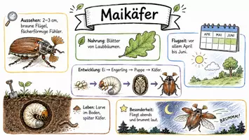Vorschau - Arbeitsblätter - AB mit Fragen zum Thema "Maikäfer" + Lösungsblatt + Infografik - Seite 1