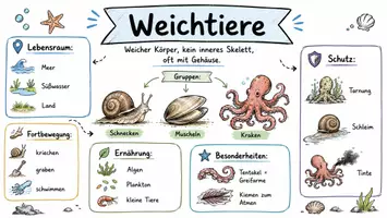 Vorschau - Arbeitsblätter - Arbeitsblätter zum Thema "Weichtiere" + Lösung & MP3 + Mindmap + Infografik - Seite 1