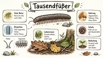 Vorschau - Arbeitsblätter - Arbeitsblatt "Tausendfüßer" + Onlineübung & MP3 + Mindmap + Infografik - Seite 1