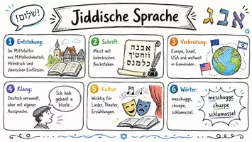 Vorschau - Arbeitsblätter - AB mit Fragen zum Thema "Jiddische Sprache" + Lösungsblatt + Infografik - Seite 1