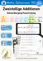 Vorschau - Arbeitsblätter - Zweistellige Additionen, Zehnerübergang Powertraining ZE+ZE (± Lehrgang bis 100, Stufe 6b/8) - Deckblatt