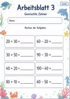 Vorschau - Arbeitsblätter - Plus und Minus mit Zehnerzahlen bis 100 | Mathematik Klasse 2 | 7 Arbeitsblätter als PDF - Seite 3