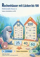 Vorschau - Arbeitsblätter - Rechenhäuser mit Lücken bis 100 | Mathematik Klasse 2 | 7 Arbeitsblätter als PDF - Deckblatt