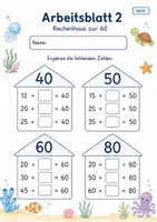 Vorschau - Arbeitsblätter - Rechenhäuser mit Lücken bis 100 | Mathematik Klasse 2 | 7 Arbeitsblätter als PDF - Seite 2