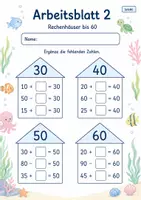 Vorschau - Arbeitsblätter - Rechenhäuser mit Plus und Minus bis 100 | Mathematik Klasse 2 | 7 Arbeitsblätter als PDF - Seite 2