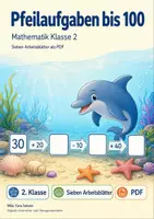 Vorschau - Arbeitsblätter - Pfeilaufgaben bis 100 | Mathematik Klasse 2 | 7 Arbeitsblätter als PDF - Deckblatt