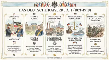 Vorschau - Arbeitsblätter - AB mit Fragen zum Thema "Deutsches Kaiserreich" + Lösungsblatt + Mindmap + Infografiken - Seite 1