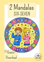 Vorschau - Mal- und Bastelvorlagen - Gratis Mandalas SIX-SEVEN - Ausmalbilder Grundschule kostenlos - Kunst Klasse 1-4 - Deckblatt