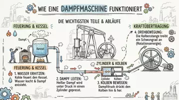 Vorschau - Arbeitsblätter - AB mit Fragen zum Thema "Dampfmaschine" + Lösungsblatt + Infografik - Seite 1