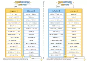 Vorschau - Arbeitsblätter - Flächeneinheiten umrechnen (Erweitertes Niveau ***) | Training mit der Ping-Pong-Methode - Seite 2