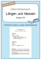 Vorschau - Stundenentwürfe - Unterrichtsentwurf Längen und Messen (für UB zu Größen) - Deckblatt