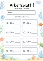 Vorschau - Arbeitsblätter - Rechenpäckchen Plus bis 100 | Mathematik Klasse 2 | 7 Arbeitsblätter als PDF - Seite 1