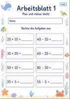 Vorschau - Arbeitsblätter - Rechenpäckchen Plus und Minus bis 100 | Mathematik Klasse 2 | 7 Arbeitsblätter als PDF - Seite 1