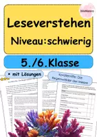Vorschau - Arbeitsblätter - Leseverstehen Korallenriffe: Die Regenwälder der Meere🌊| Sachtext + Aufgaben + Lösungen | Klasse 5/6 (schwierig 4 Seiten) - Deckblatt