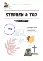 Vorschau - Arbeitsblätter - Todesanzeigen / Traueranzeigen | Sterben & Tod - Deckblatt