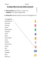 Vorschau - Arbeitsblätter - Wort im Wort - Zahlen finden - Freiarbeit - Seite 1