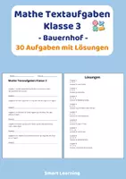 Vorschau - Stundenentwürfe - Mathe Textaufgaben Klasse 3 – Bauernhof (30 Aufgaben mit Lösungen) - Deckblatt